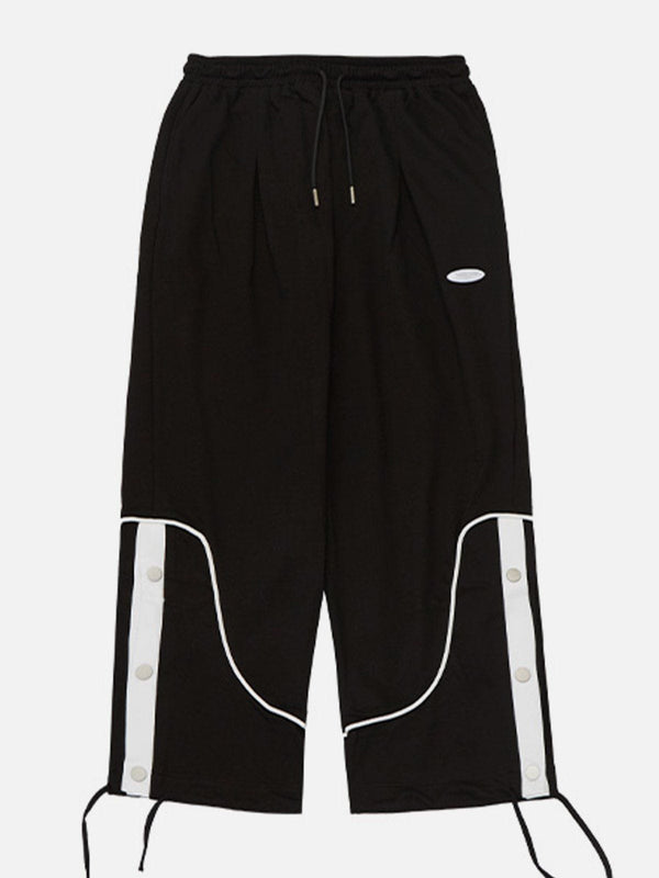 Helmiss - Stripe Buckle Drawstring Sweatpants- Streetwear Fashion - helmiss.com