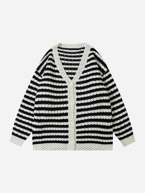 Helmiss - Stripe Clashing Colors Cardigan- Streetwear Fashion - helmiss.com