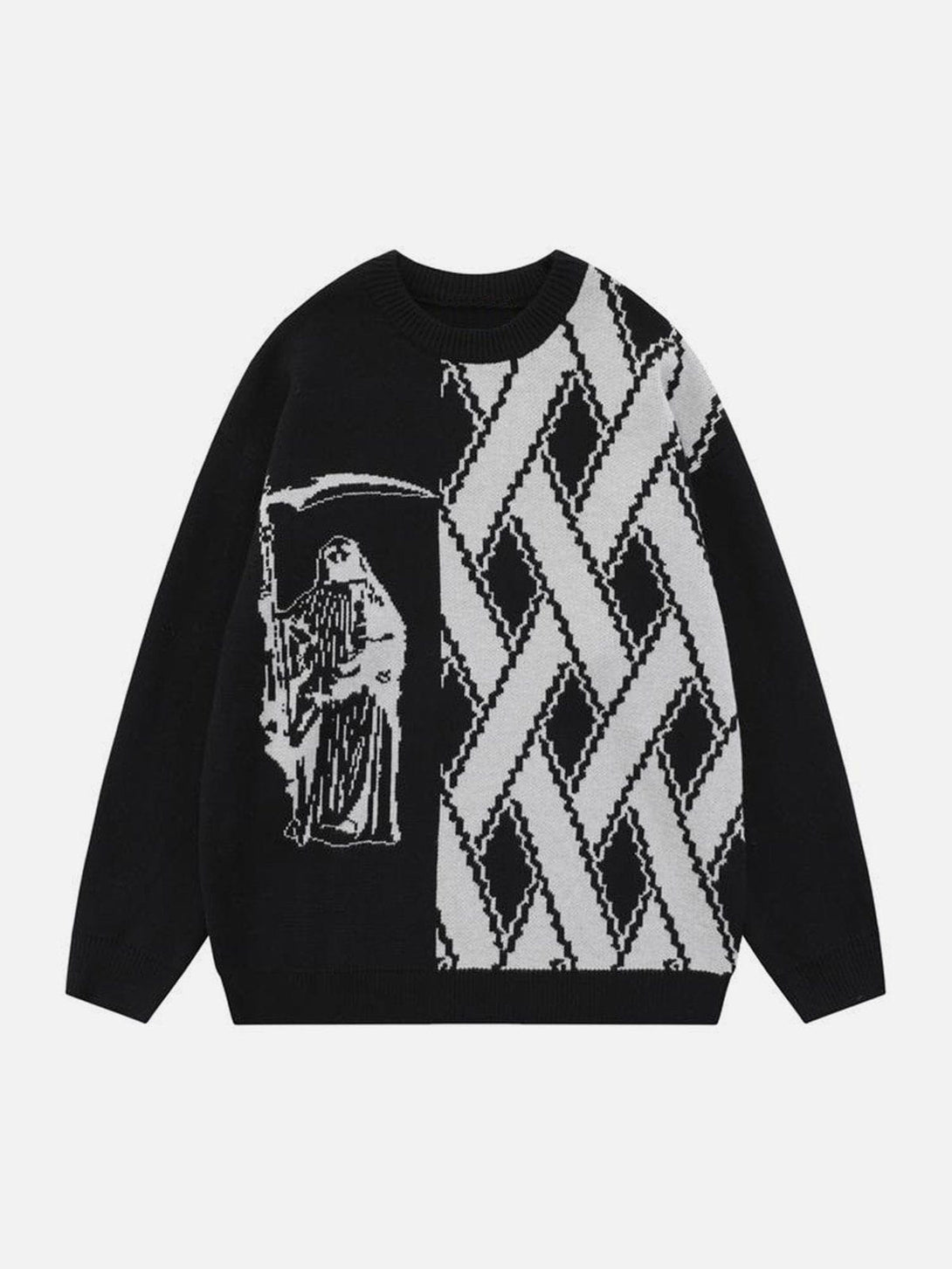 Helmiss - Stripe Patchwork Jacquard Sweater- Streetwear Fashion - helmiss.com