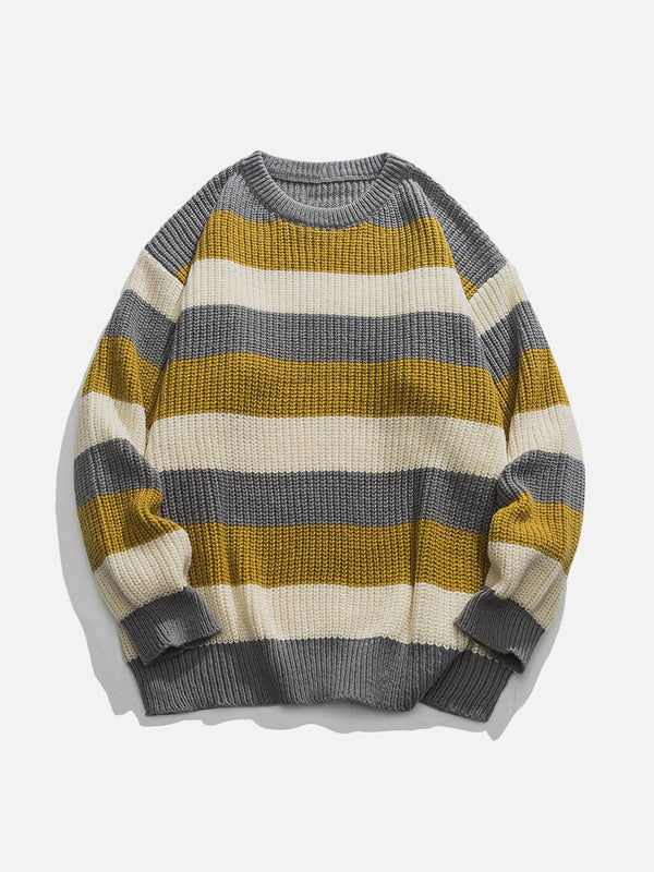 Helmiss - Stripe Patchwork Sweater- Streetwear Fashion - helmiss.com