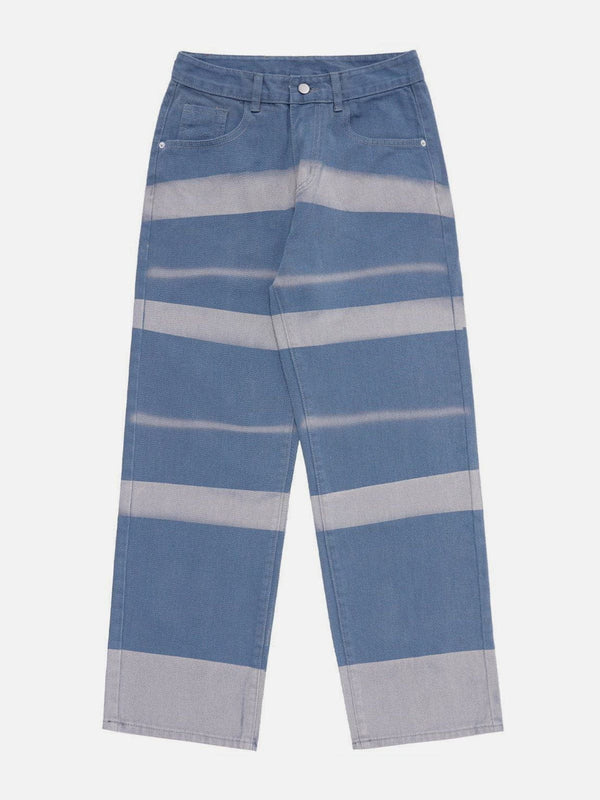 Helmiss - Stripe Splicing Jeans- Streetwear Fashion - helmiss.com