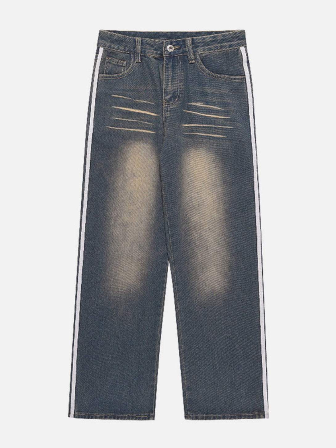 Helmiss - Stripe Washed Jeans- Streetwear Fashion - helmiss.com