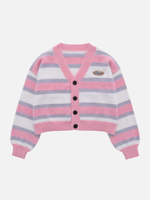 Helmiss - Striped Clashing Colours Cardigan- Streetwear Fashion - helmiss.com