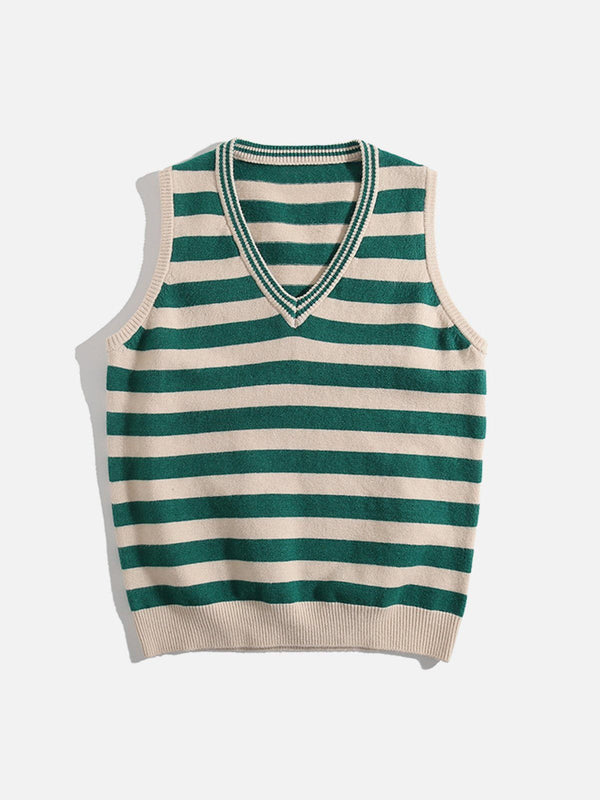 Helmiss - Striped Color Blocking Sweater Vest- Streetwear Fashion - helmiss.com