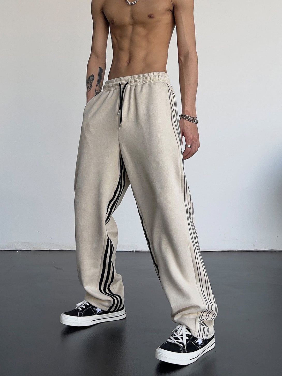 Helmiss - Striped High Waist Sweatpants- Streetwear Fashion - helmiss.com