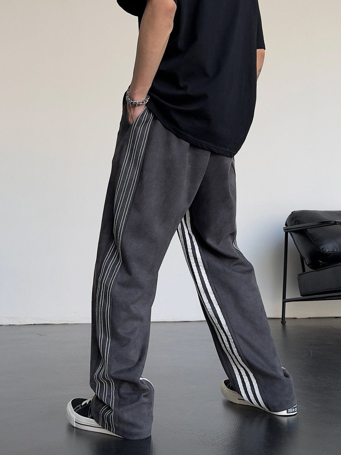 Helmiss - Striped High Waist Sweatpants- Streetwear Fashion - helmiss.com