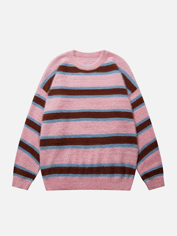 Helmiss - Striped Jacquard Sweater- Streetwear Fashion - helmiss.com