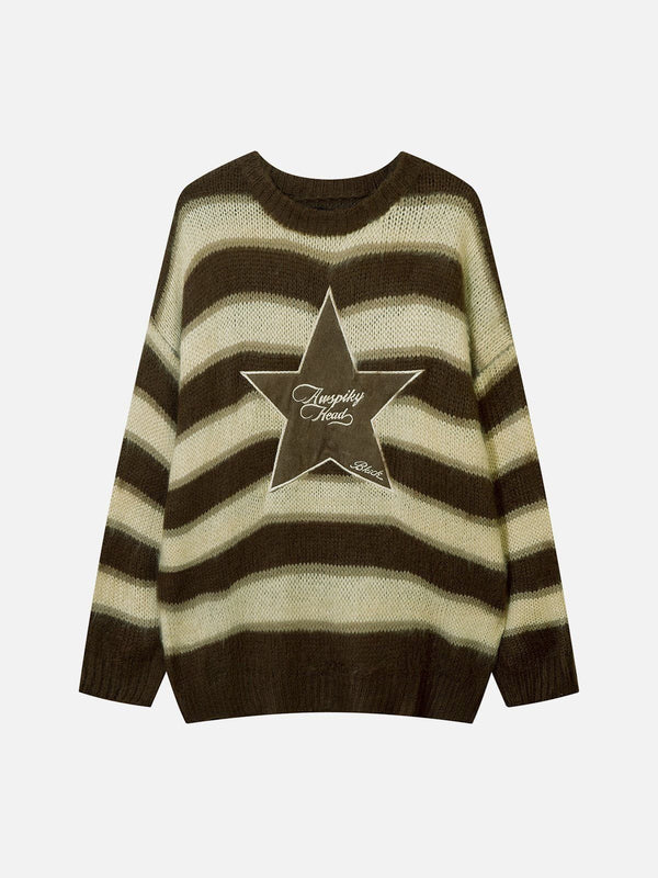 Helmiss - Striped Stars Graphic Sweater- Streetwear Fashion - helmiss.com