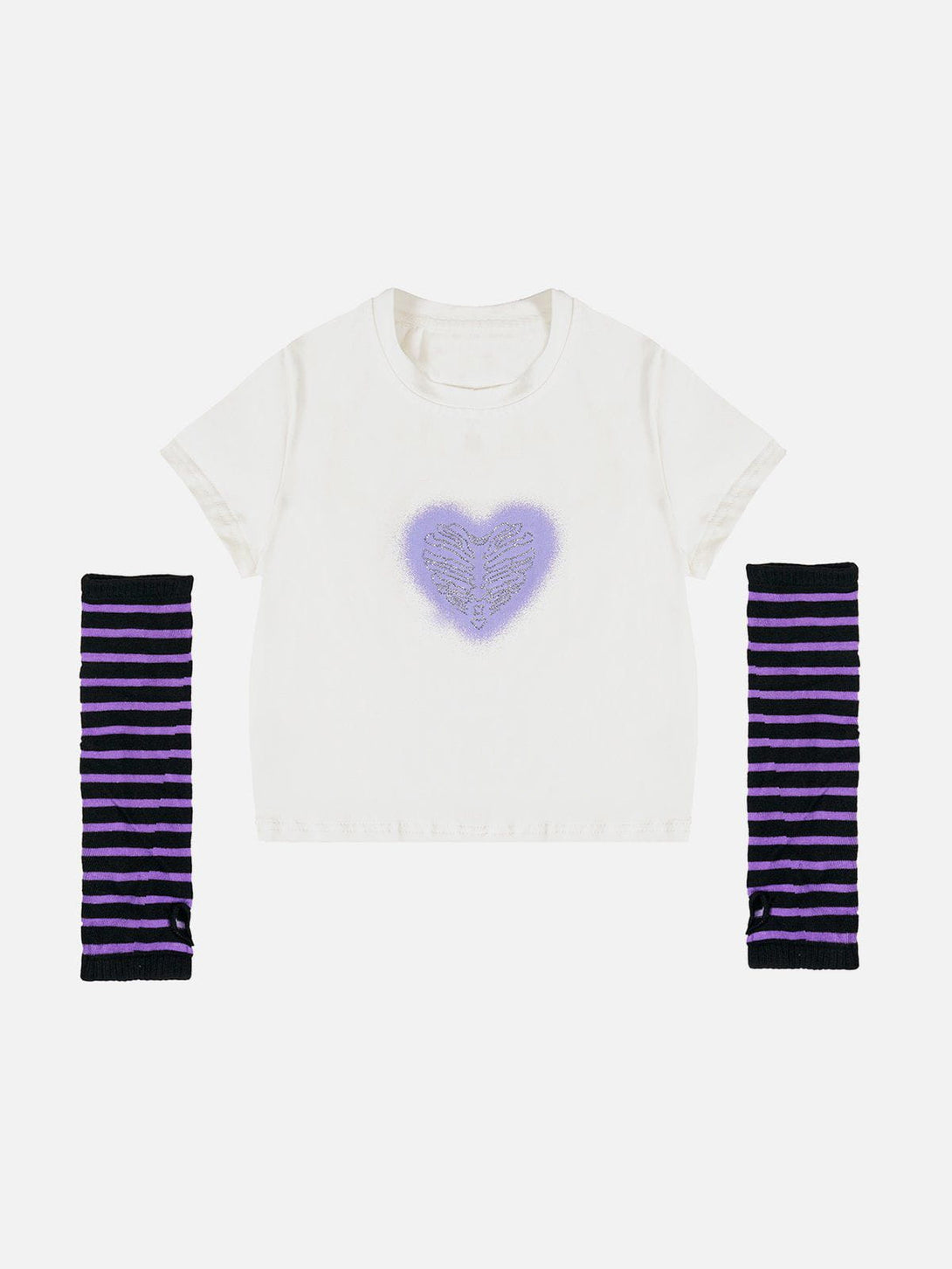 Helmiss - Stripes Heart Print Tee- Streetwear Fashion - helmiss.com