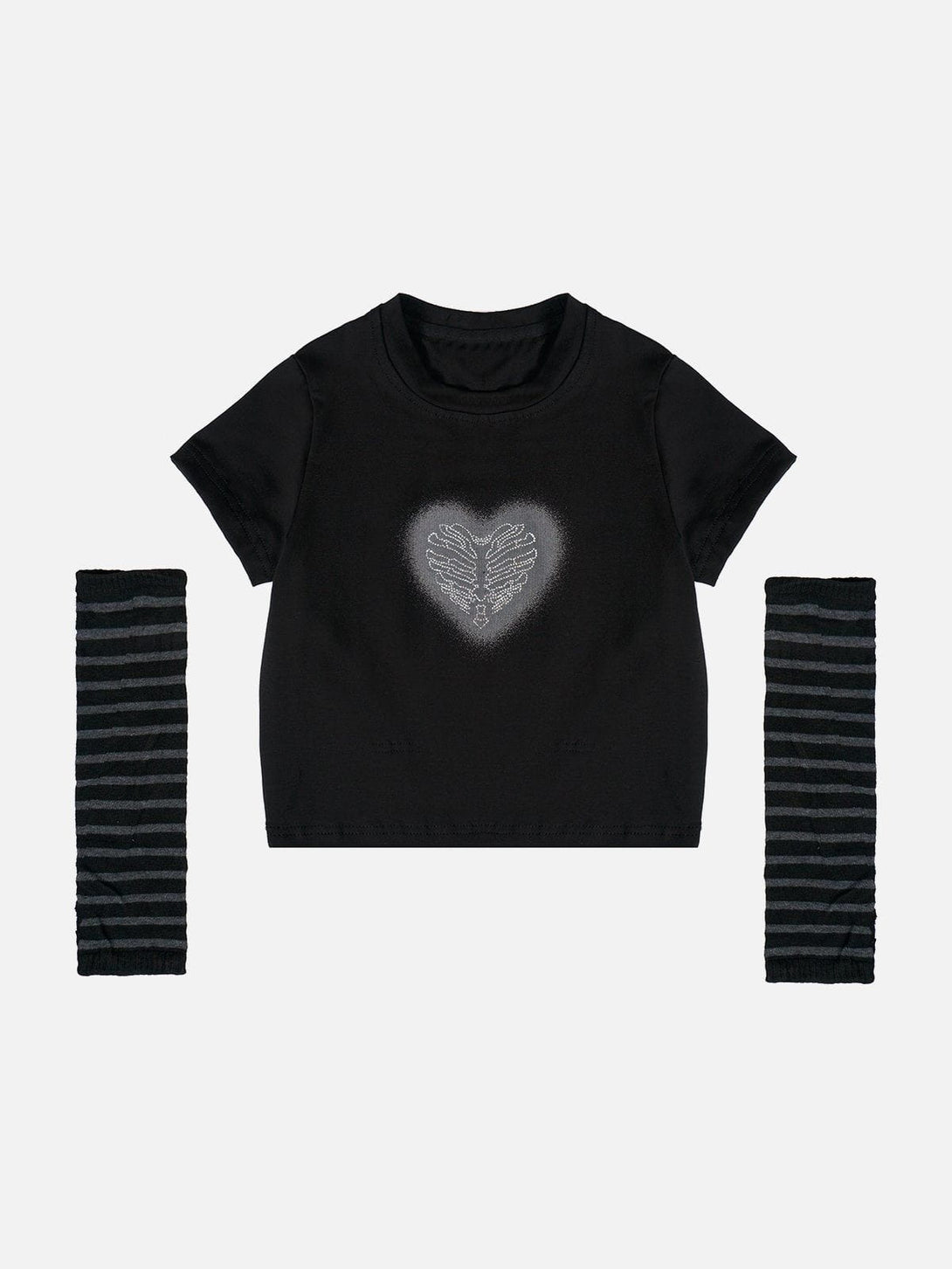 Helmiss - Stripes Heart Print Tee- Streetwear Fashion - helmiss.com