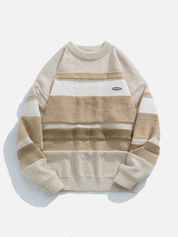 Helmiss - Stripes Splicing Sweater- Streetwear Fashion - helmiss.com