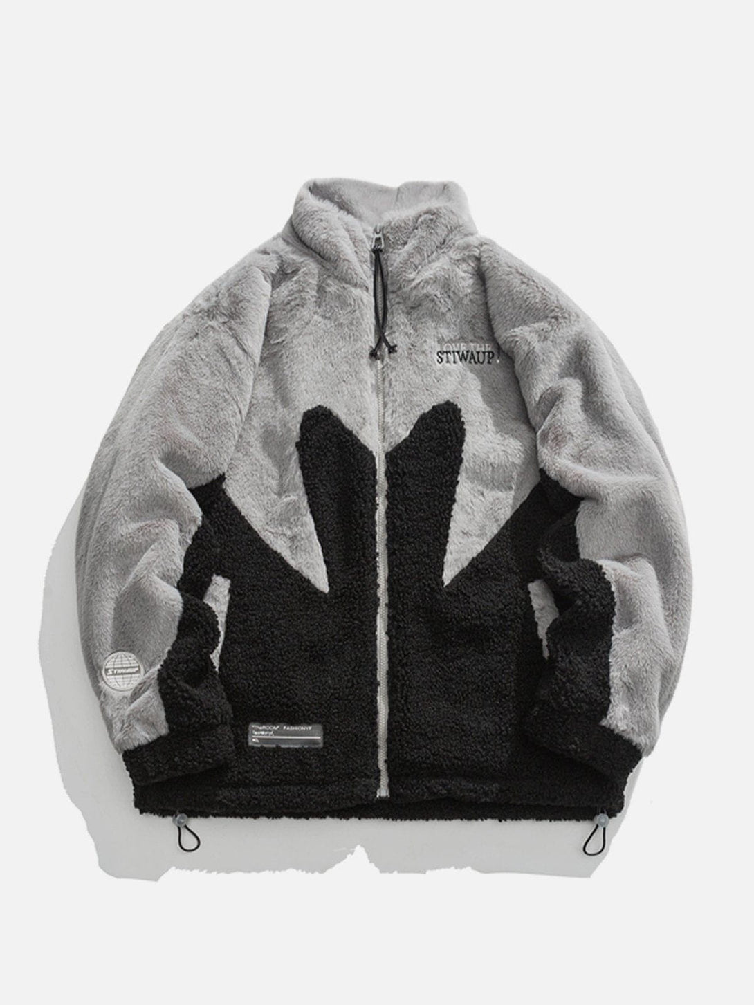 Helmiss - Structure Patchwork Sherpa Coat- Streetwear Fashion - helmiss.com