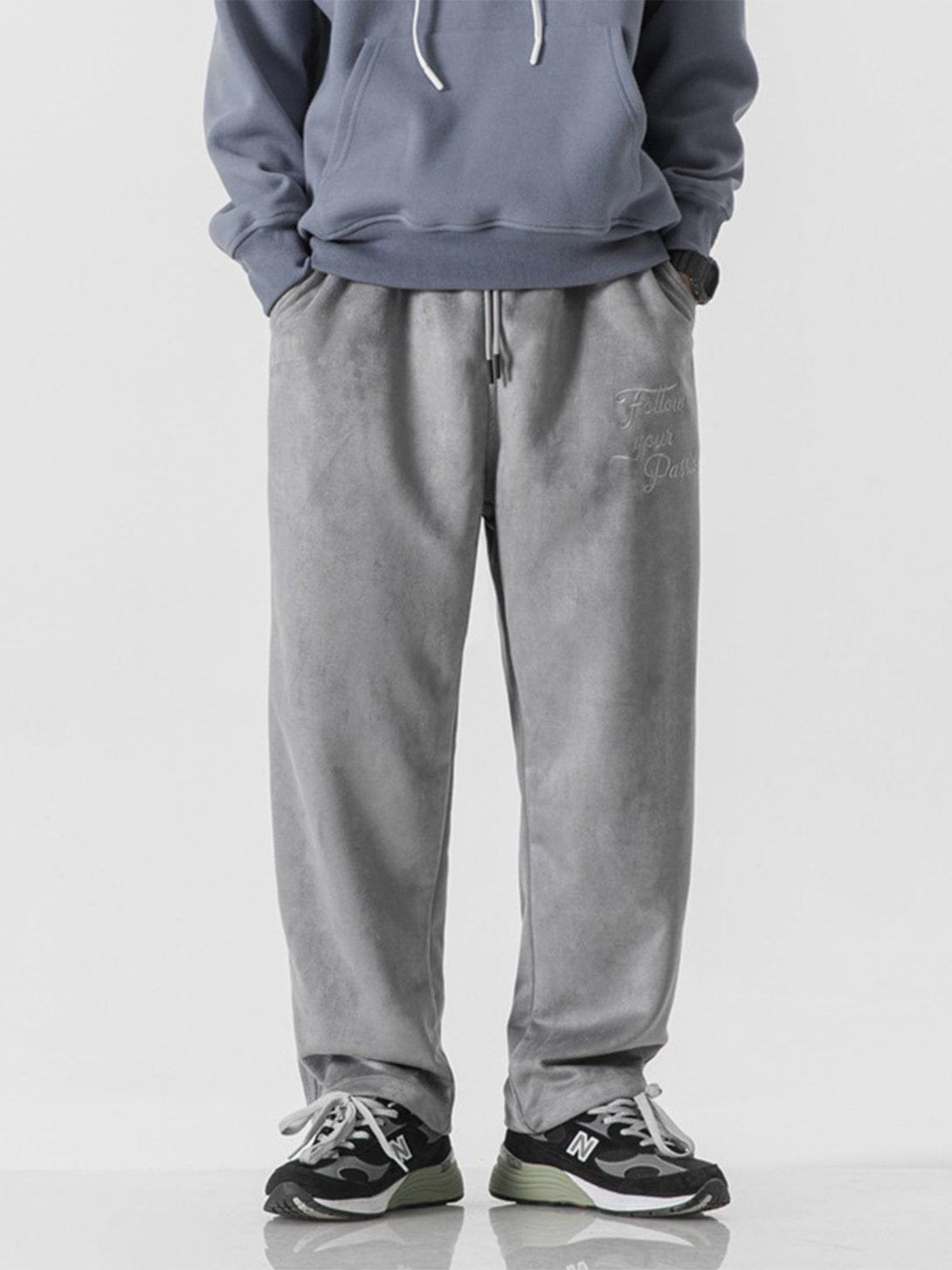 Helmiss - Suede Drawstring Pants- Streetwear Fashion - helmiss.com