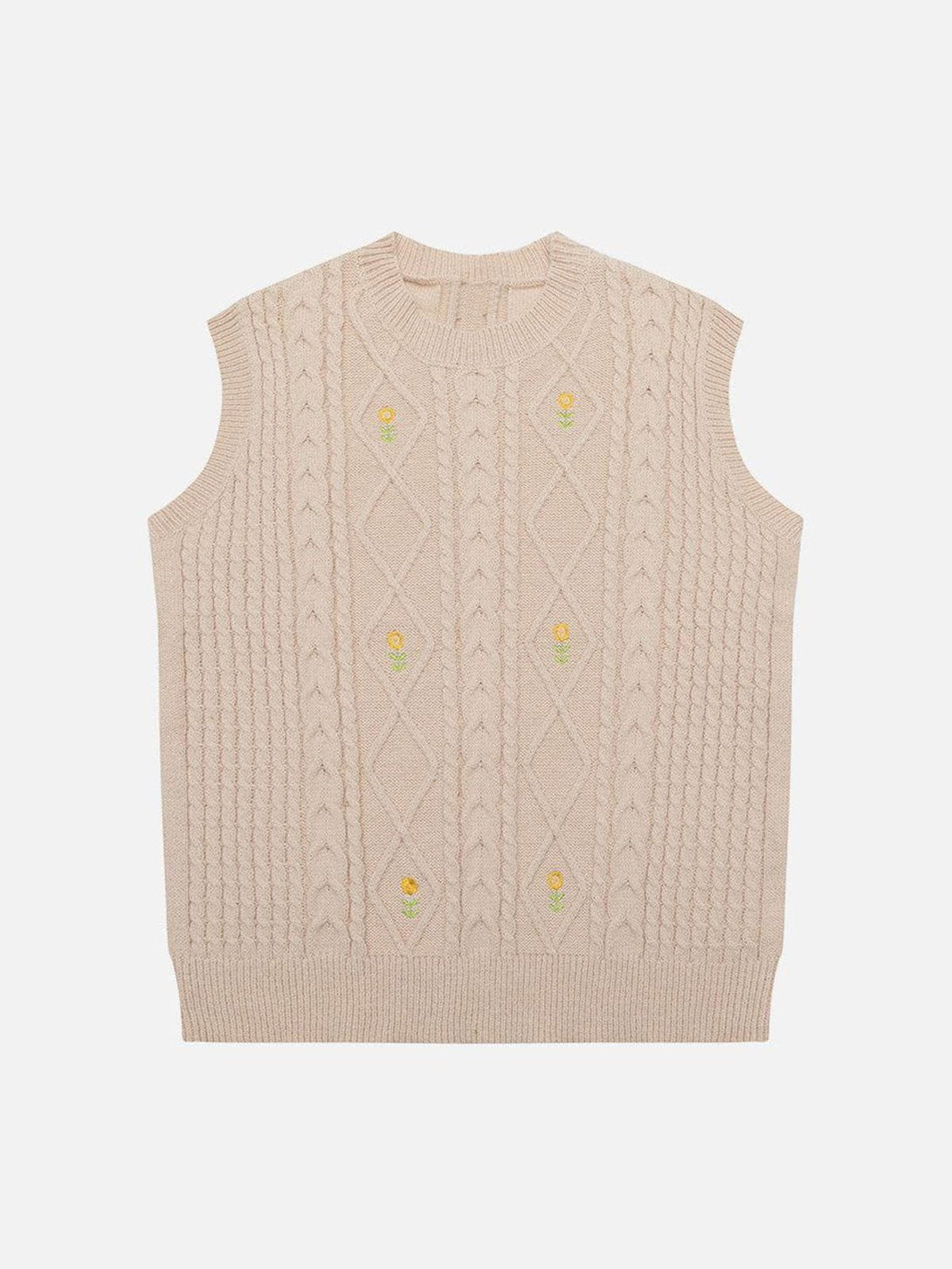 Helmiss - Sunflower Embroidered Sweater Vest- Streetwear Fashion - helmiss.com