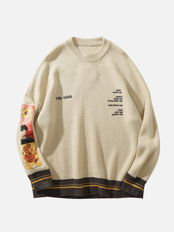 Helmiss - Sunflowers & Self-portrait of Van Gogh Sweater- Streetwear Fashion - helmiss.com