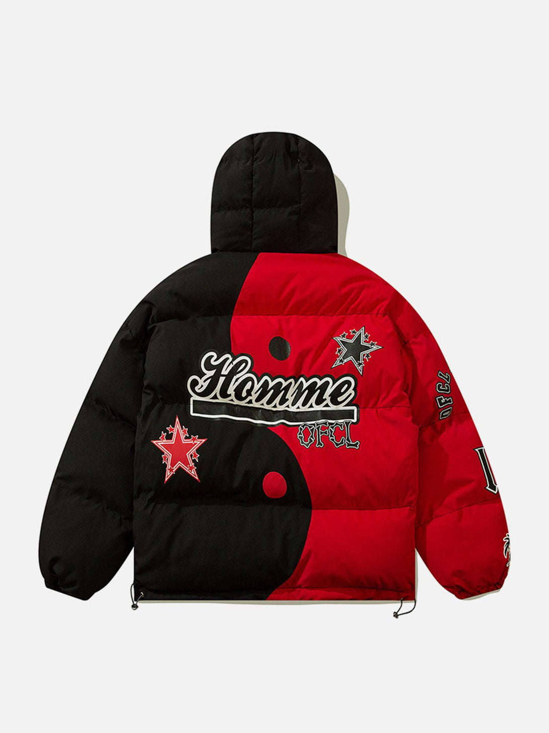 Helmiss - Tai Chi Skull Print Contrast Winter Coat- Streetwear Fashion - helmiss.com