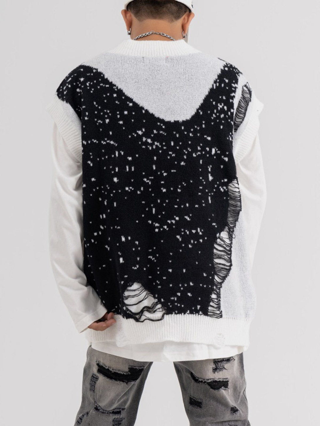 Helmiss - "Tangle" Color Mixing Knit Sweater Vest- Streetwear Fashion - helmiss.com