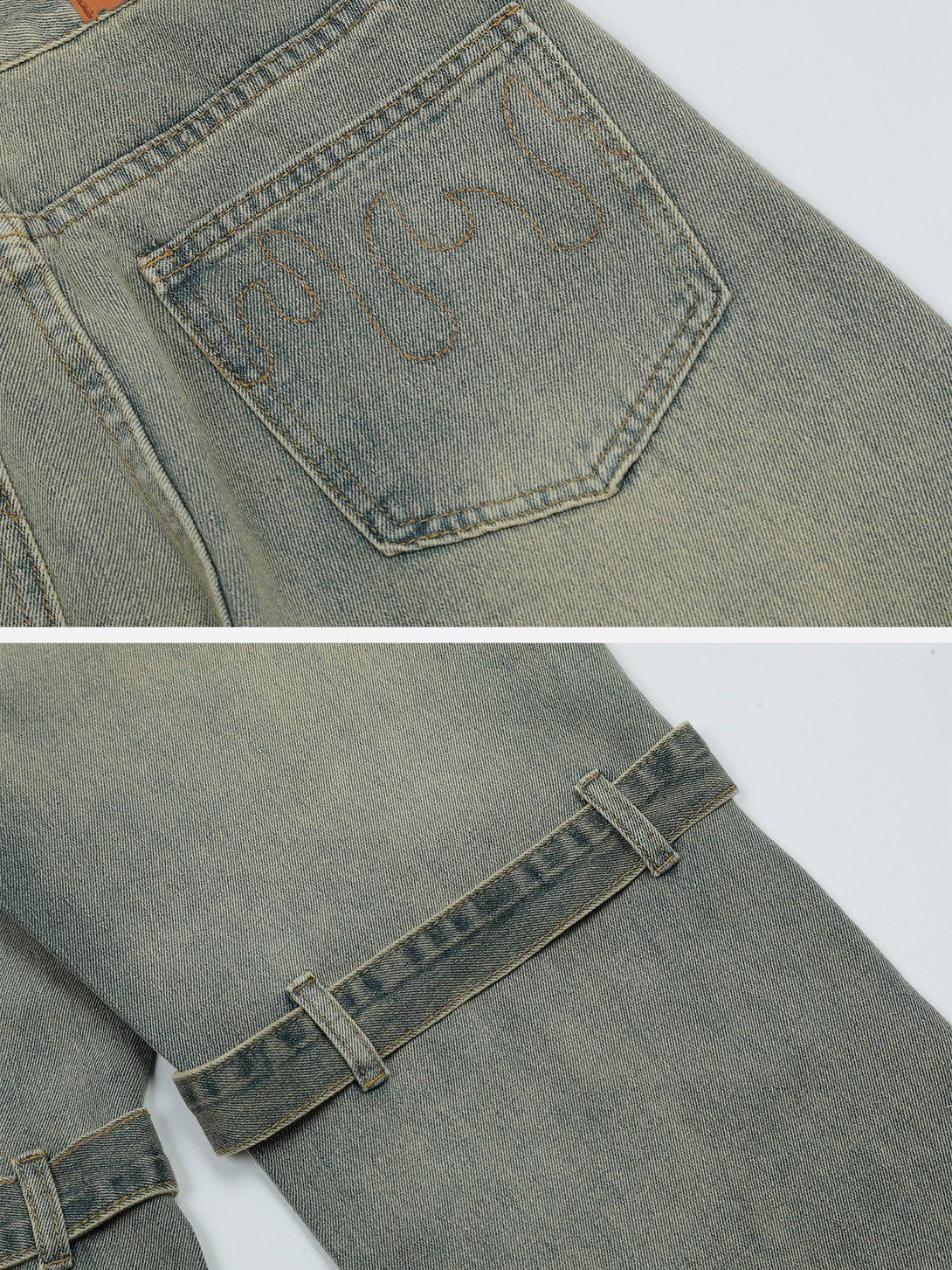 Helmiss - Taping Washed Jeans- Streetwear Fashion - helmiss.com