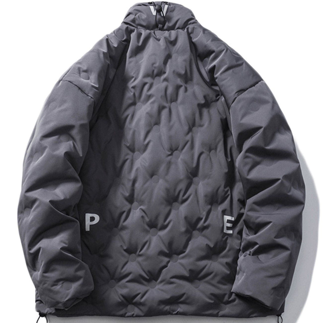 Helmiss - Textured Badge Winter Coat- Streetwear Fashion - helmiss.com