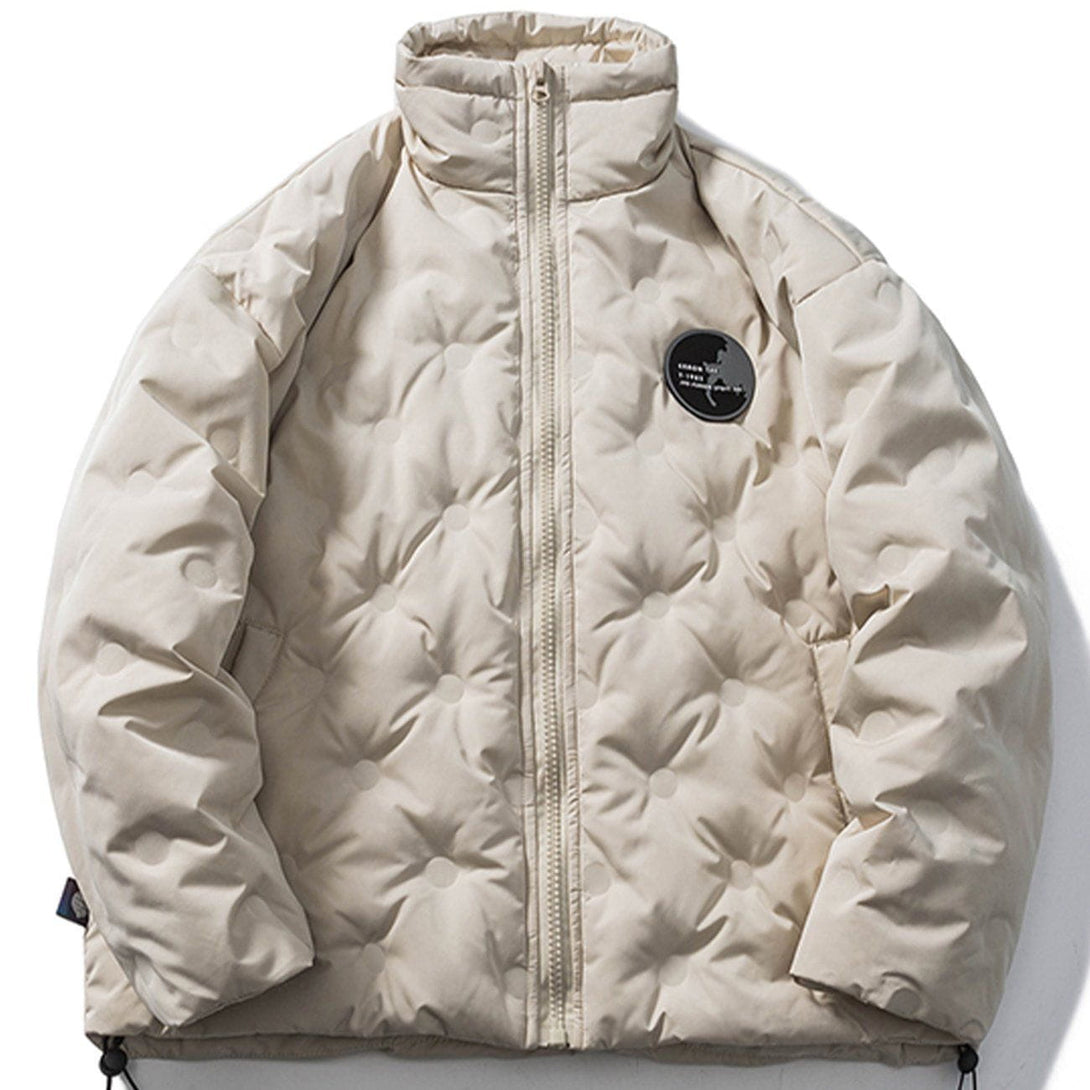 Helmiss - Textured Badge Winter Coat- Streetwear Fashion - helmiss.com