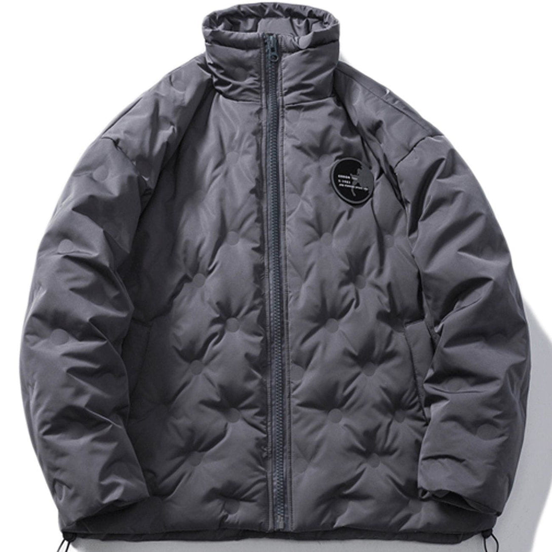 Helmiss - Textured Badge Winter Coat- Streetwear Fashion - helmiss.com