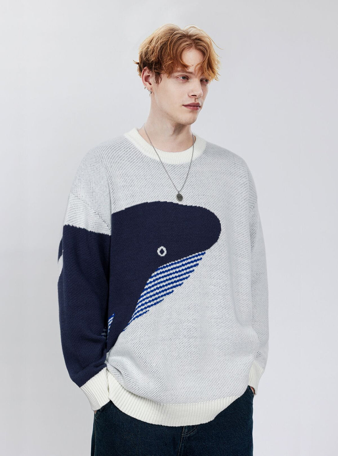 Helmiss - "The Loneliest Whale" Knit Sweater- Streetwear Fashion - helmiss.com