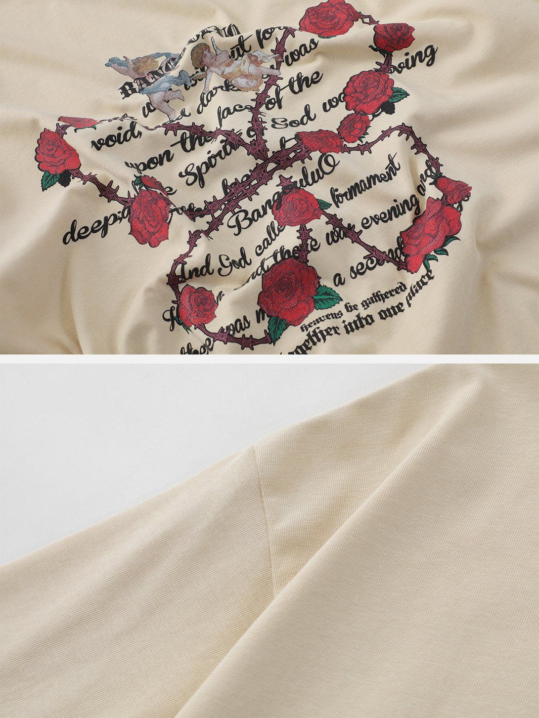 Helmiss - Thorn Rose Letter Print Tee- Streetwear Fashion - helmiss.com