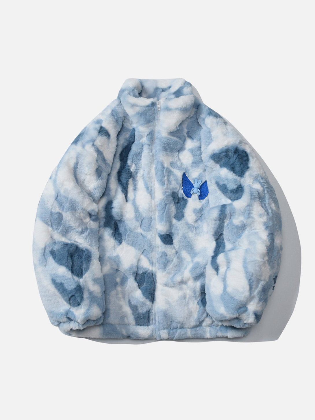 Helmiss - Tie Dye Angel Bunny Label Sherpa Coat- Streetwear Fashion - helmiss.com