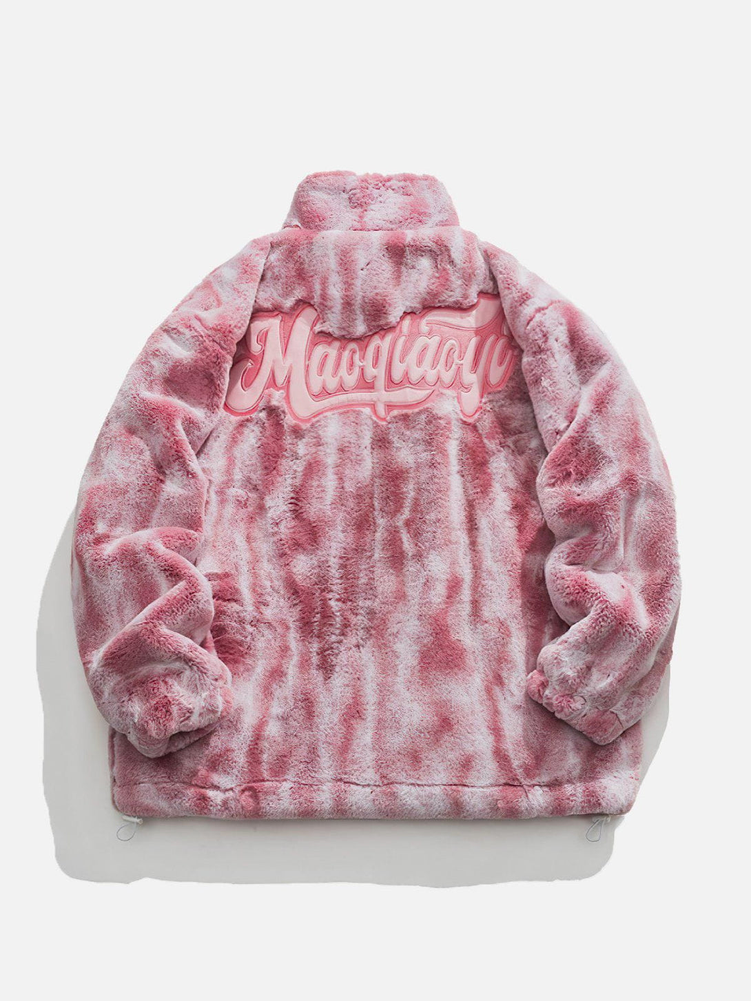 Helmiss - Tie Dye Gradient Embroidered Plush Stand Collar Winter Coat- Streetwear Fashion - helmiss.com