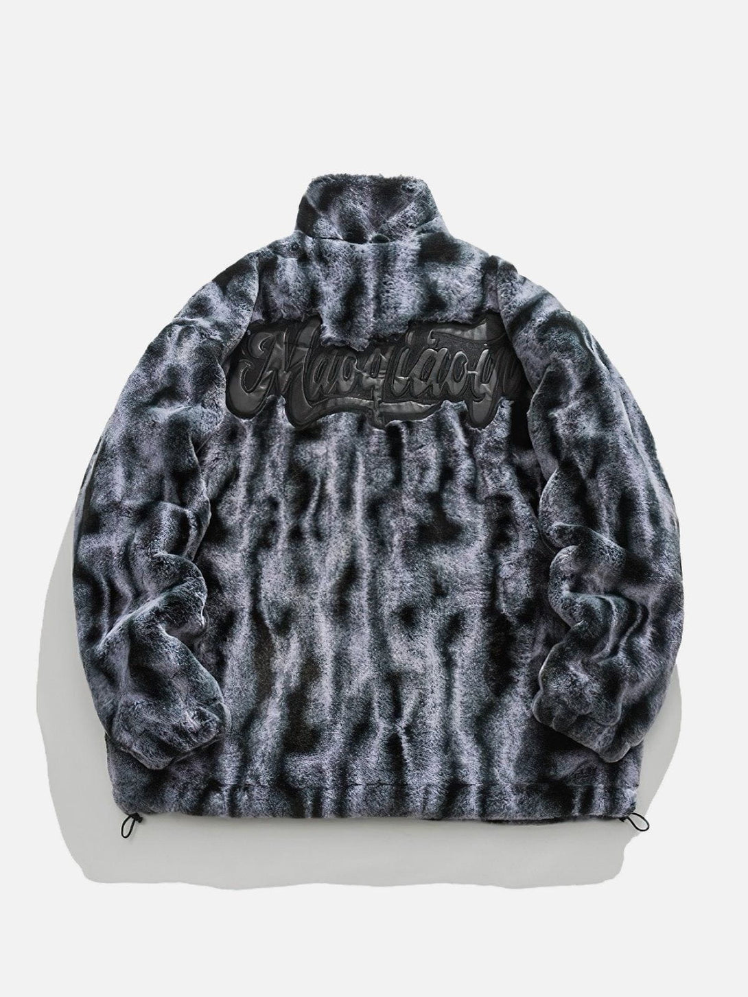 Helmiss - Tie Dye Gradient Embroidered Plush Stand Collar Winter Coat- Streetwear Fashion - helmiss.com