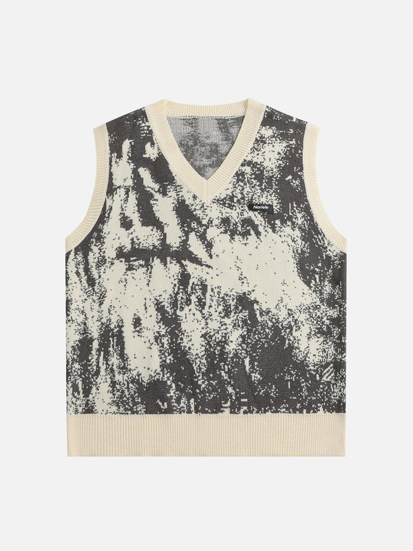 Helmiss - Tie Dye Jacquard Sweater Vest- Streetwear Fashion - helmiss.com