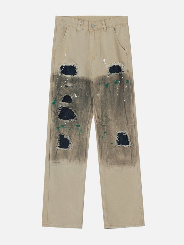 Helmiss - Tie Dye Splash Ink Hole Jeans- Streetwear Fashion - helmiss.com