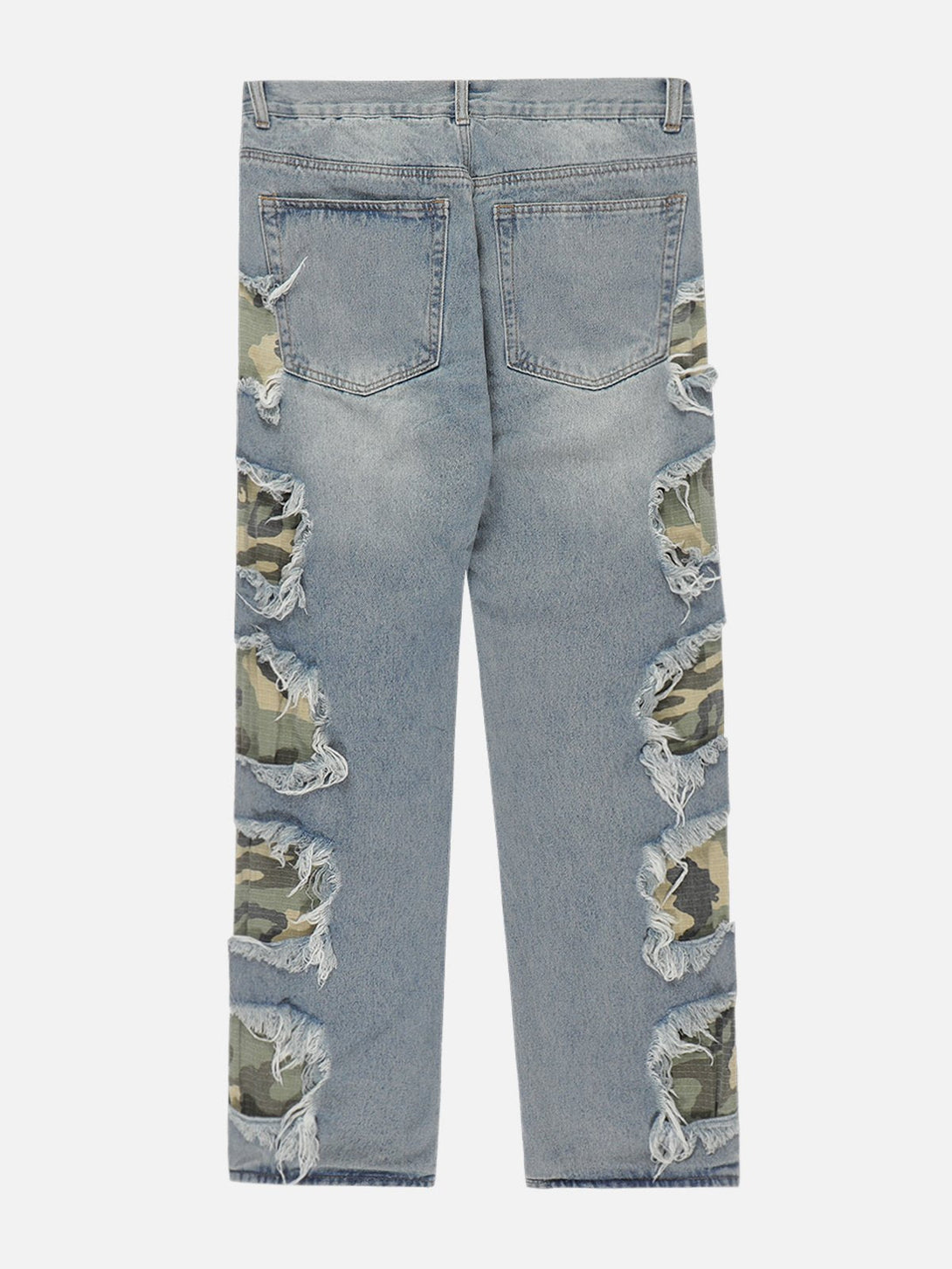 Helmiss - Torn Camouflage Patchwork Jeans- Streetwear Fashion - helmiss.com