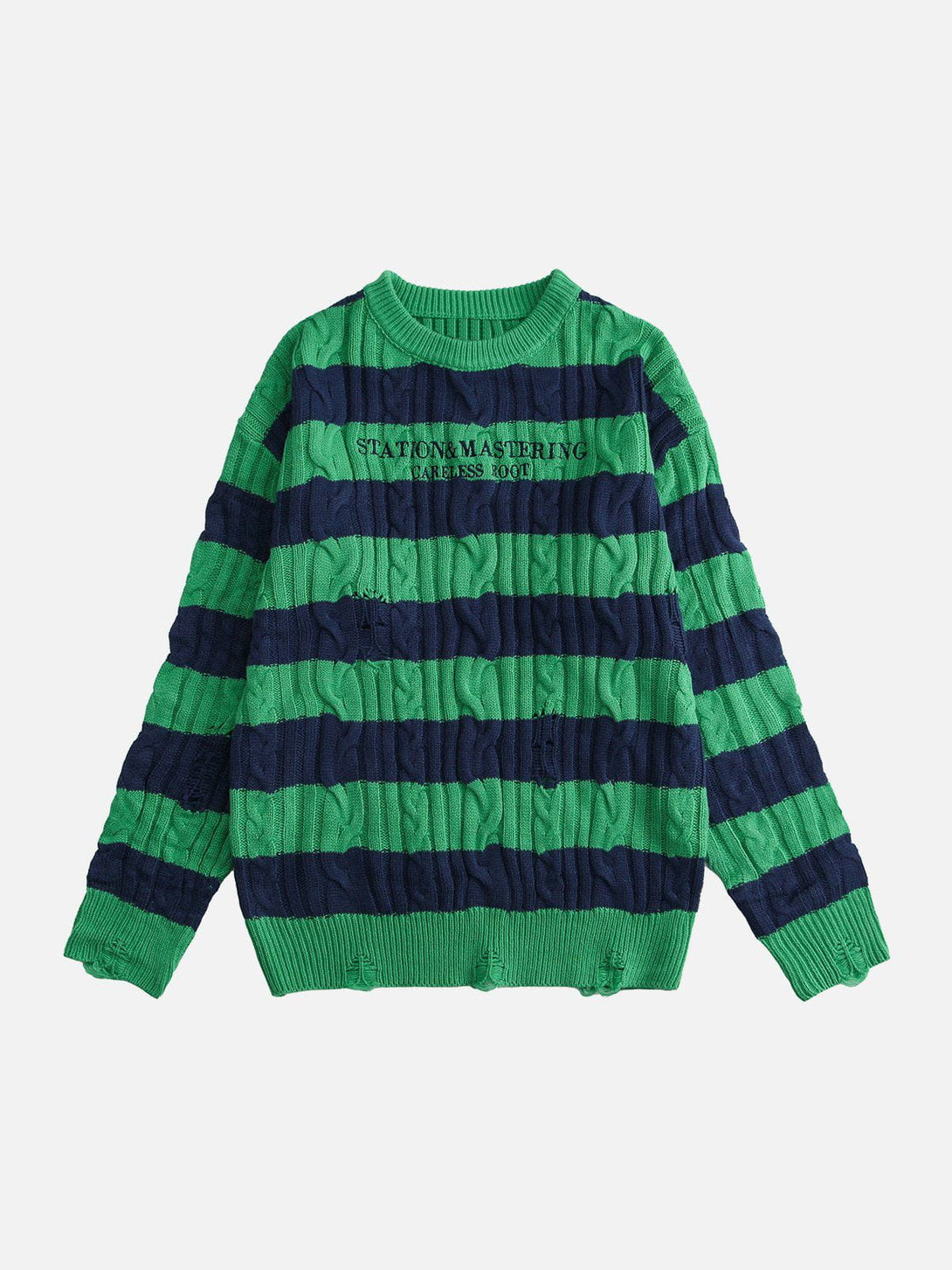 Helmiss - Torn Stripe Collision Color Sweater- Streetwear Fashion - helmiss.com