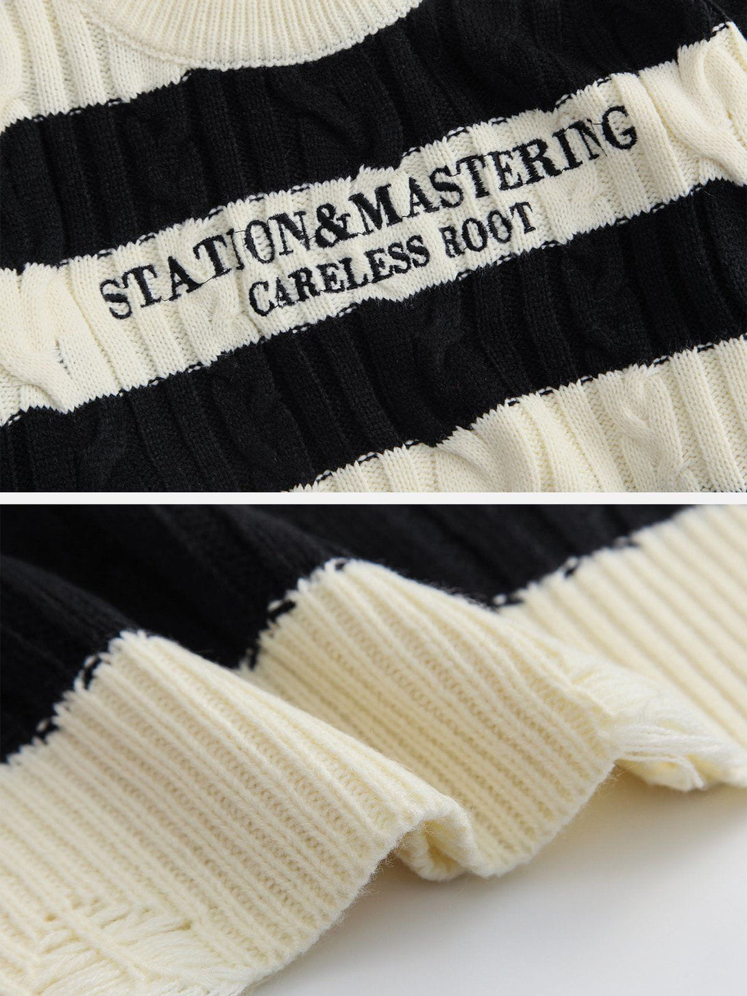 Helmiss - Torn Stripe Collision Color Sweater- Streetwear Fashion - helmiss.com