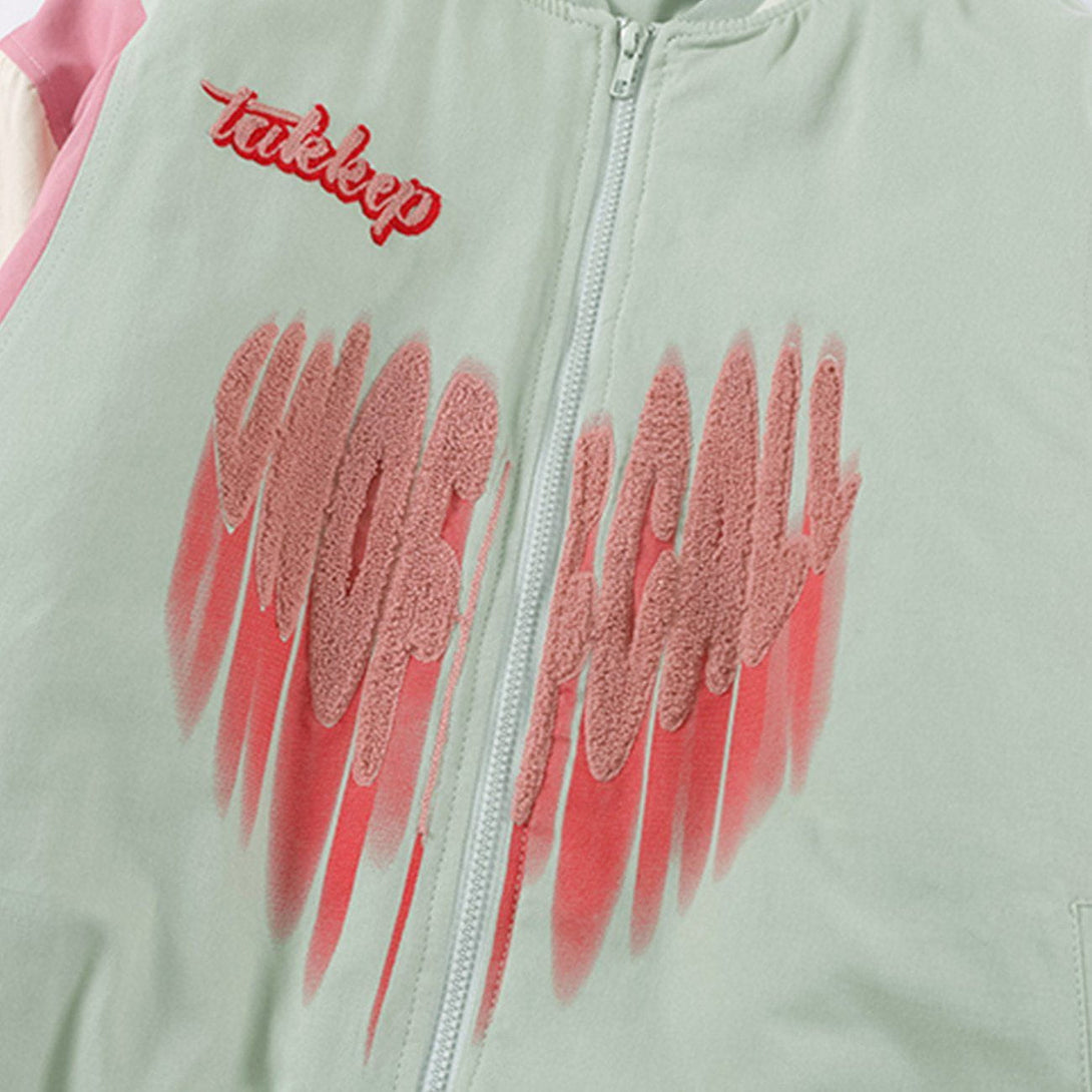 Helmiss - Towel Embroidered Heart-shaped Letters Winter Coat- Streetwear Fashion - helmiss.com