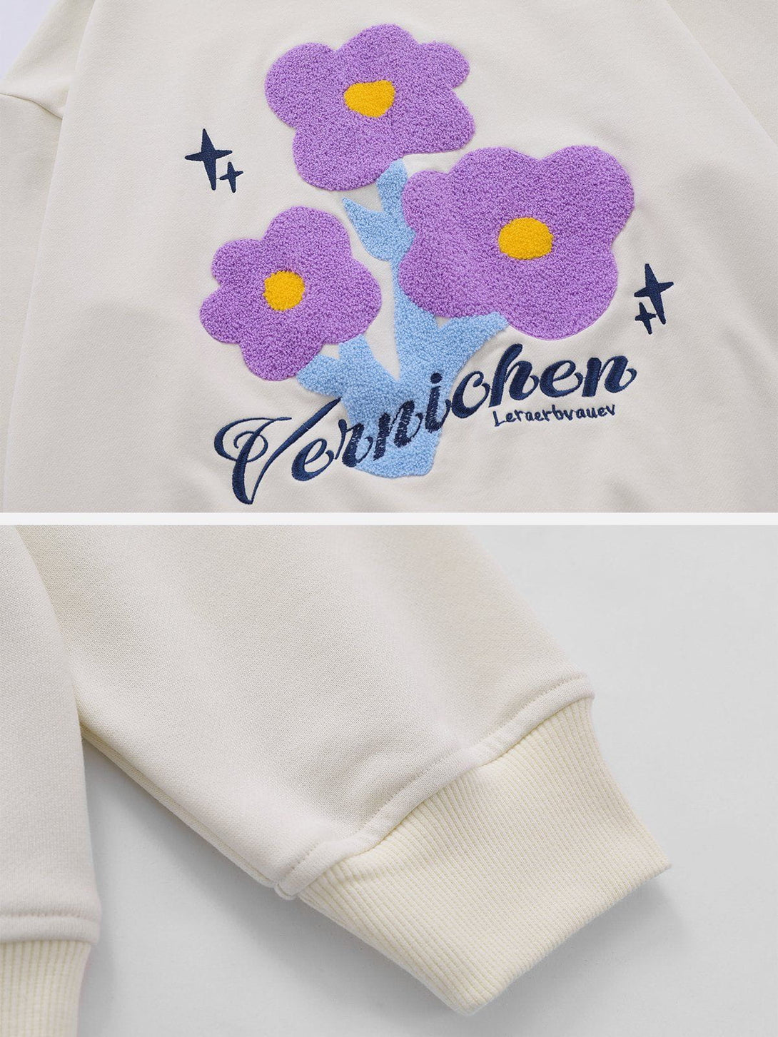 Helmiss - Towel Embroidery Flower 3D Dimensional Design Sweatshirt- Streetwear Fashion - helmiss.com