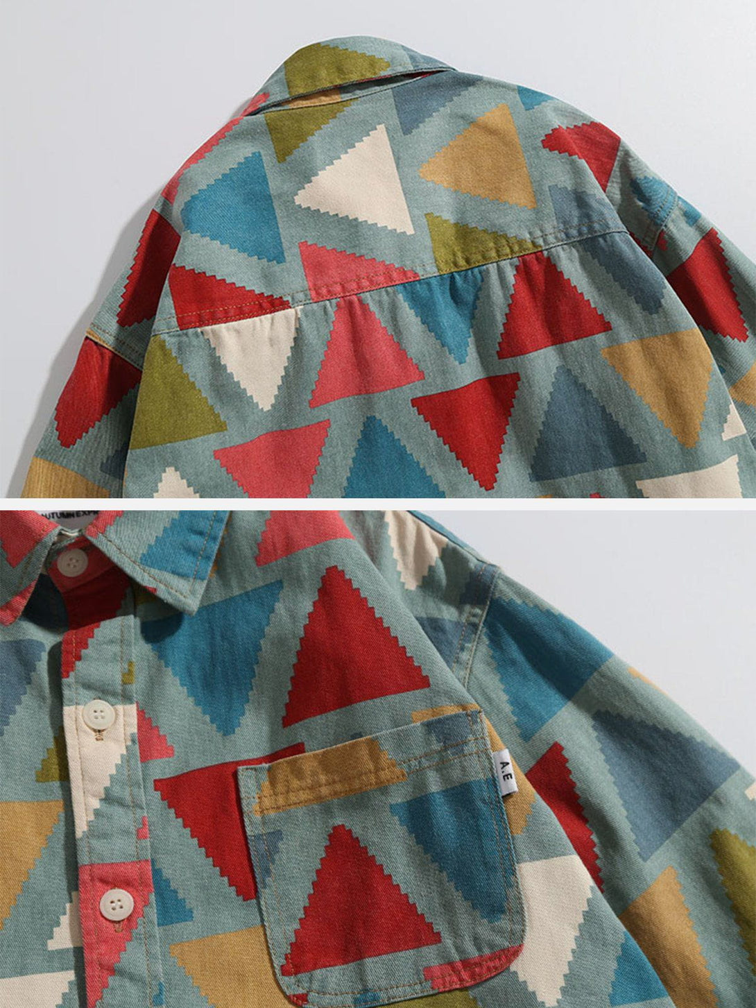 Helmiss - Triangle Clashing Colors Shacket- Streetwear Fashion - helmiss.com