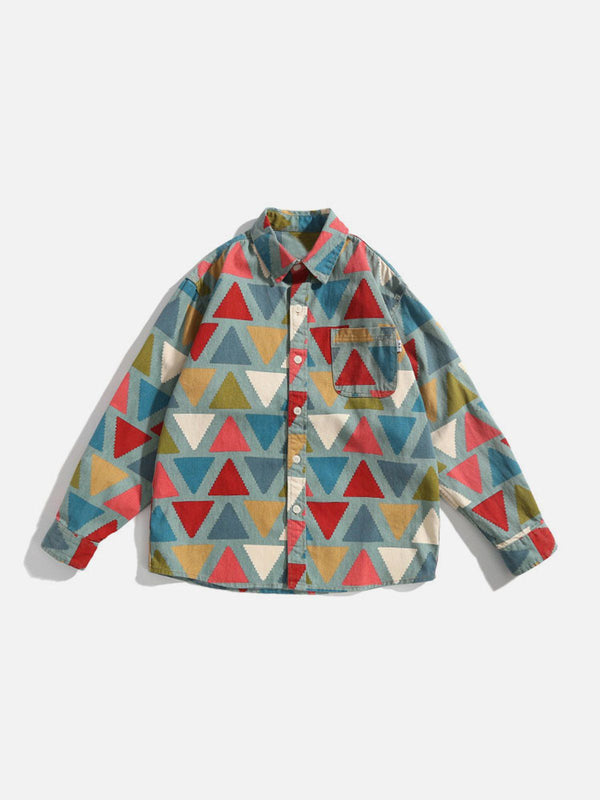 Helmiss - Triangle Clashing Colors Shacket- Streetwear Fashion - helmiss.com