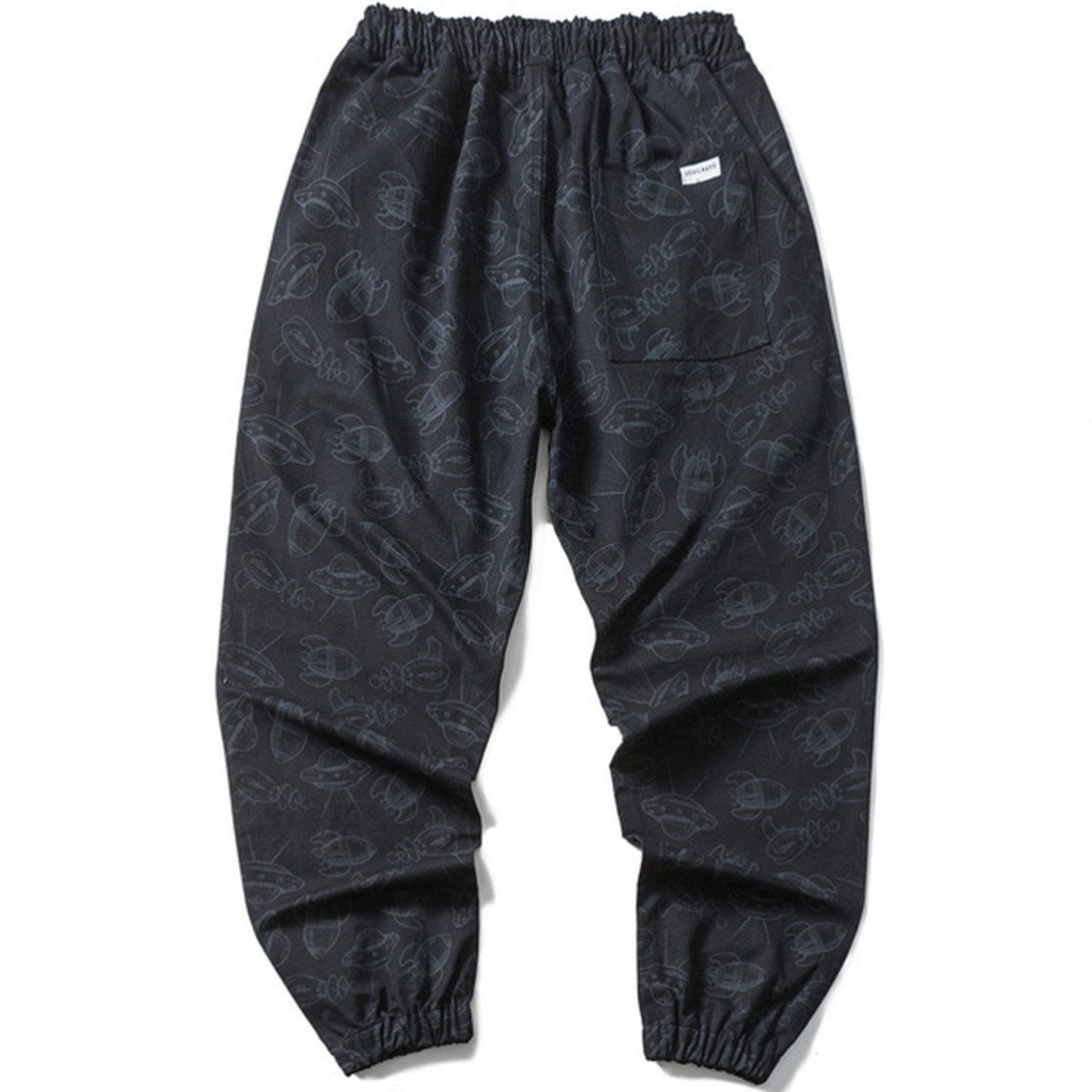 Helmiss - UFO Rocket Print Sweatpants- Streetwear Fashion - helmiss.com