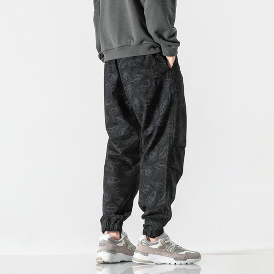 Helmiss - UFO Rocket Print Sweatpants- Streetwear Fashion - helmiss.com