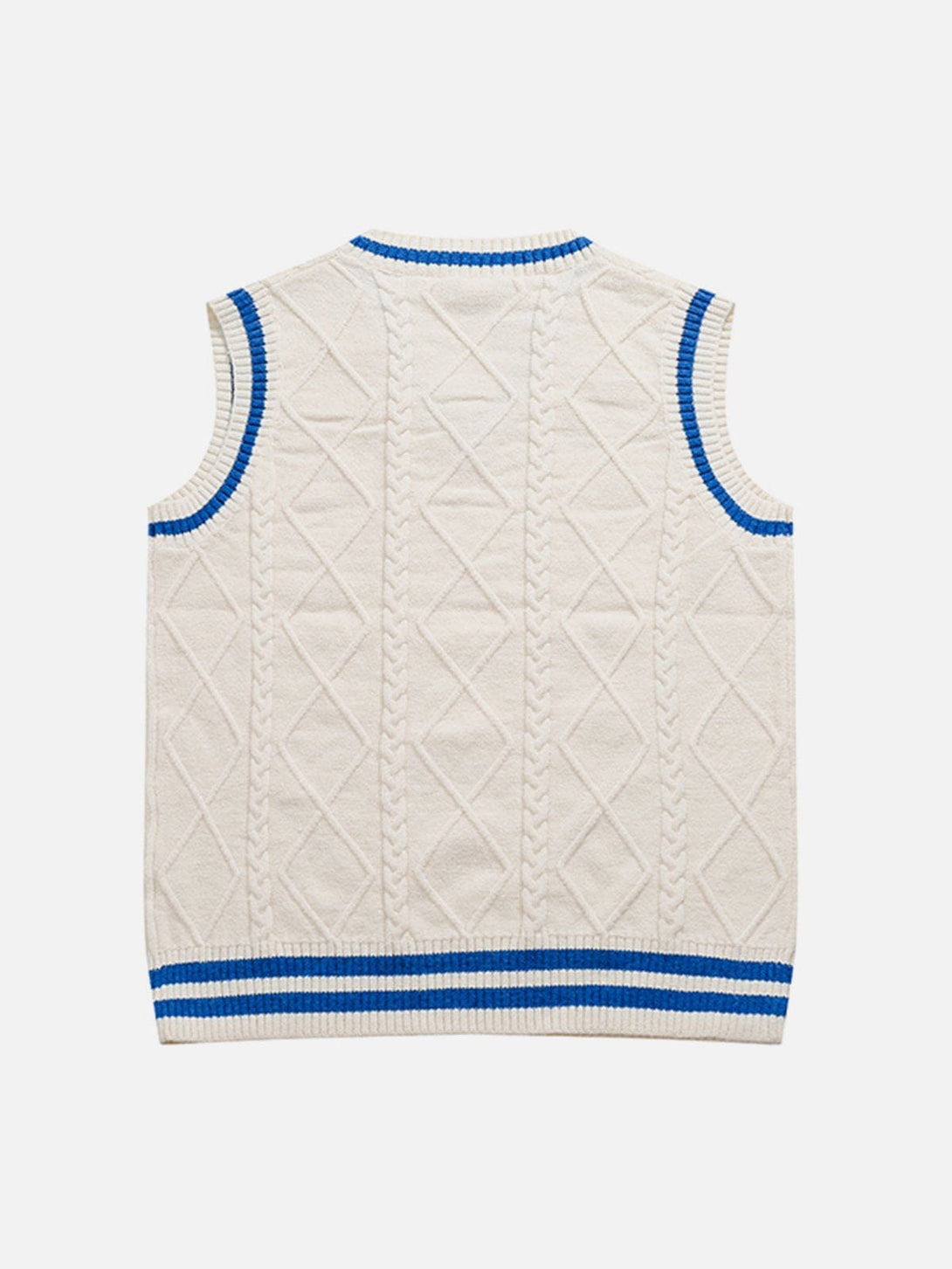 Helmiss - V-neck Braided Pattern Sweater Vest- Streetwear Fashion - helmiss.com