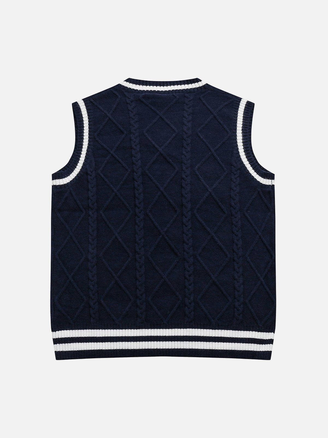 Helmiss - V-neck Braided Pattern Sweater Vest- Streetwear Fashion - helmiss.com