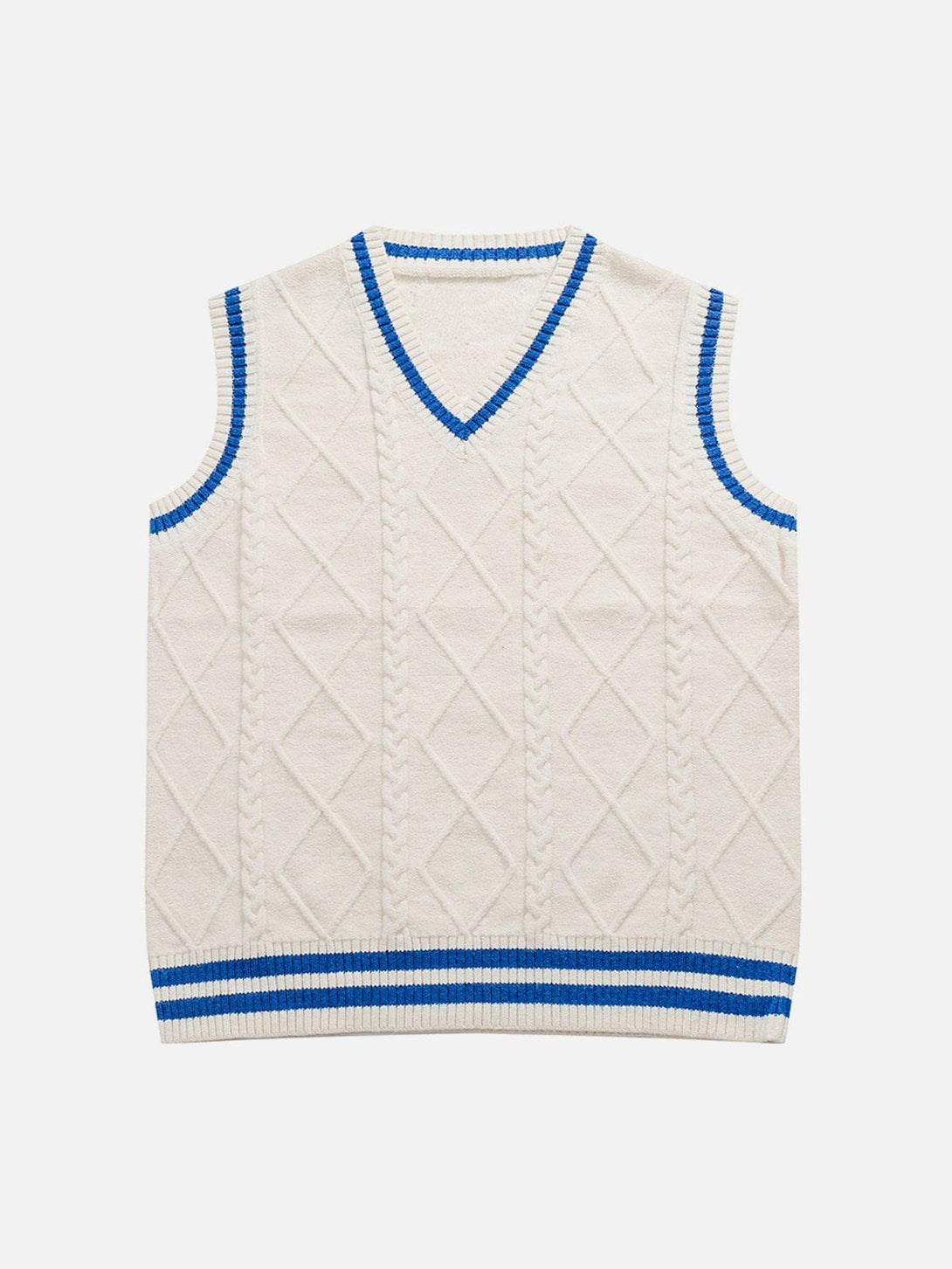 Helmiss - V-neck Braided Pattern Sweater Vest- Streetwear Fashion - helmiss.com