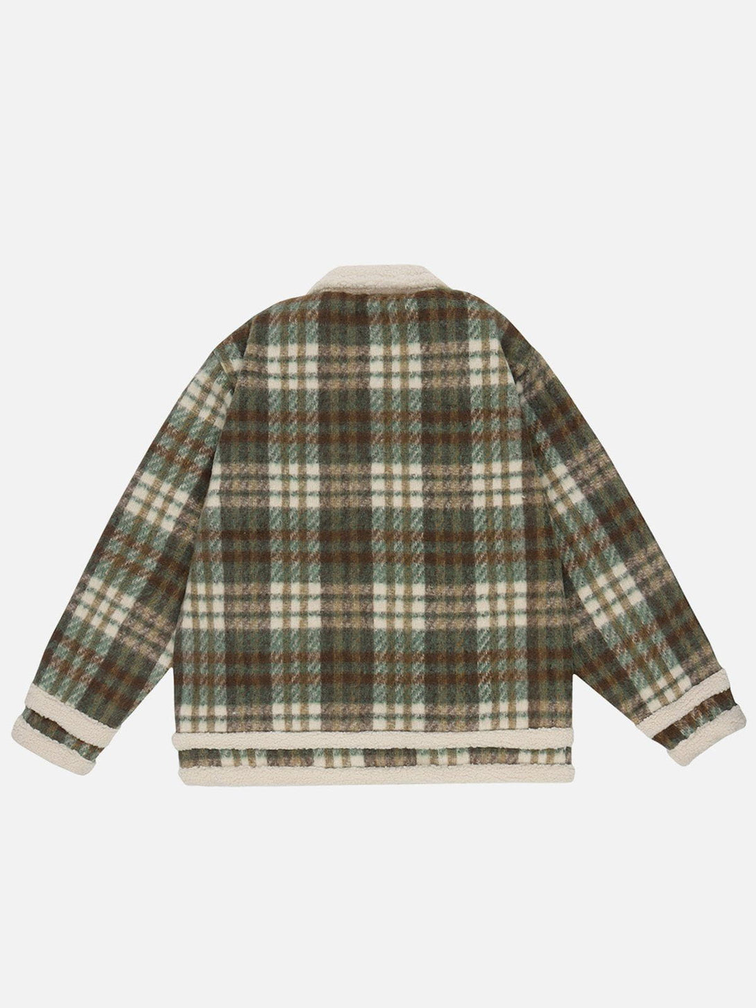 Helmiss - Vintage Check Sherpa Coat- Streetwear Fashion - helmiss.com