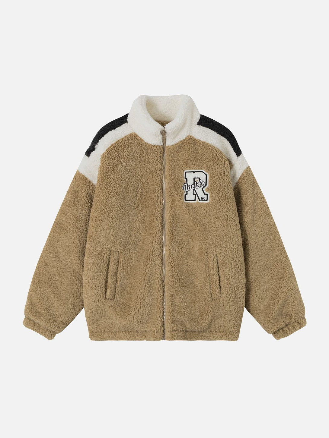 Helmiss - Vintage Contrast Sherpa Coat- Streetwear Fashion - helmiss.com