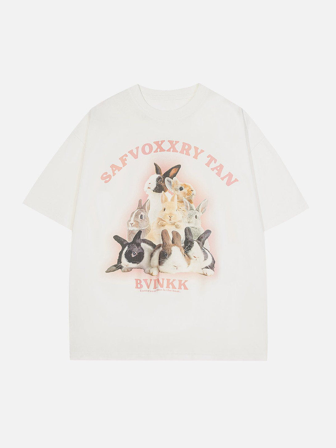 Helmiss - Vintage Cute Bunny Print Tee- Streetwear Fashion - helmiss.com