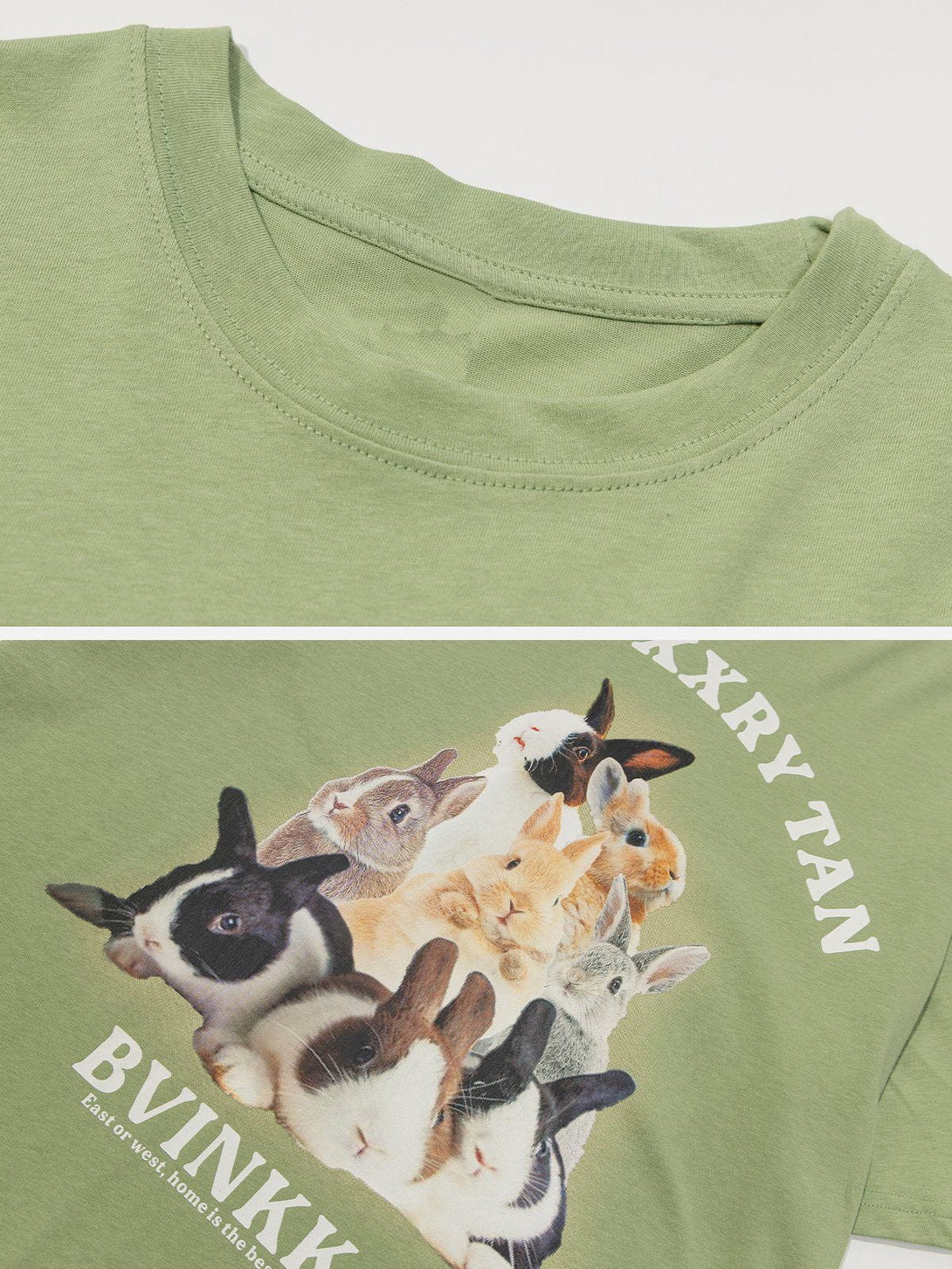 Helmiss - Vintage Cute Bunny Print Tee- Streetwear Fashion - helmiss.com