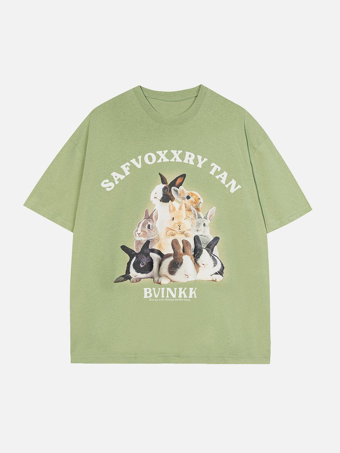 Helmiss - Vintage Cute Bunny Print Tee- Streetwear Fashion - helmiss.com