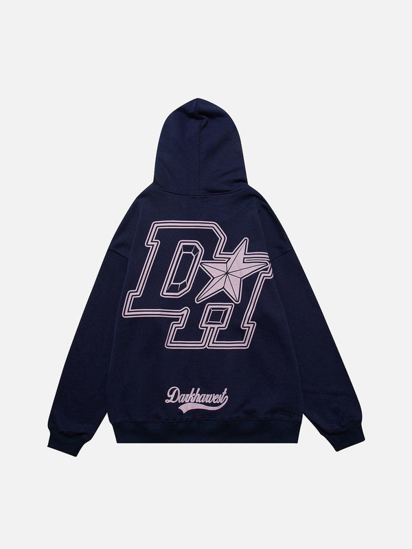 Helmiss - Vintage "DH" Print Hoodie- Streetwear Fashion - helmiss.com